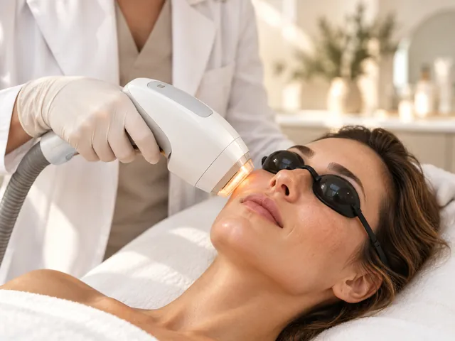 Tratamiento con luz pulsada intensa y gafas de protección.