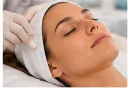 Profesional realizando un tratamiento facial personalizado.